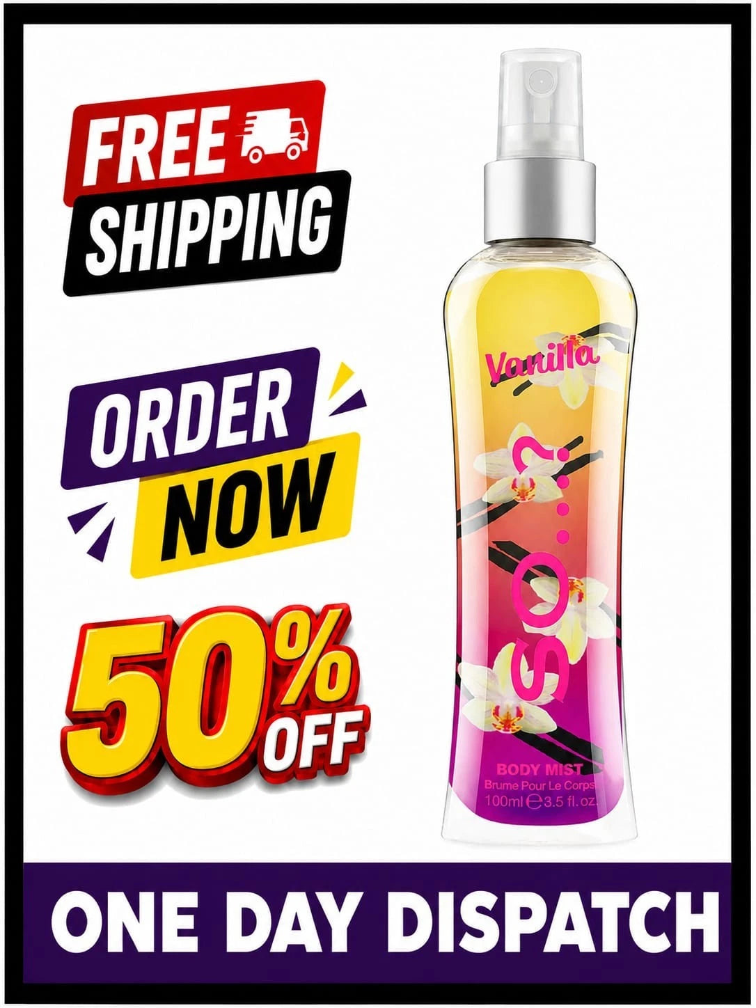 Body Mist By So…? Vanilla Fragrance Spray for Women (100ml) – Sweet & Long-Lasting Body Spray